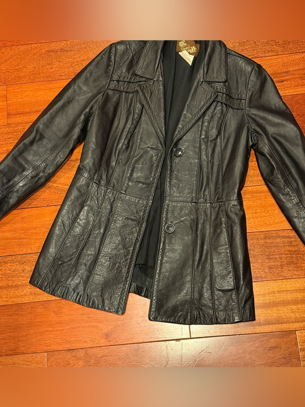 Sears Black Leather Trench Coat for Men